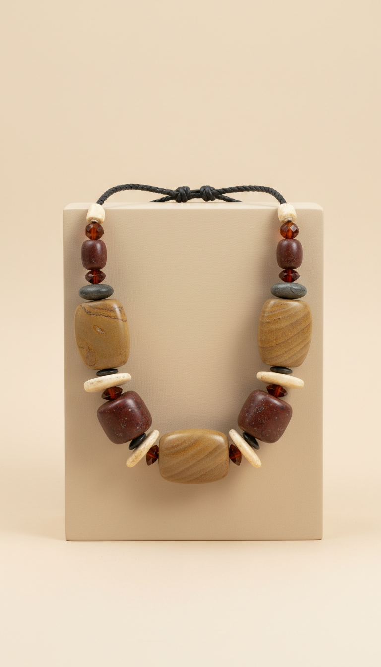 Collier pierre semi-précieuse lapis-lazuli artisanal, bijou oriental bleu profond unique
