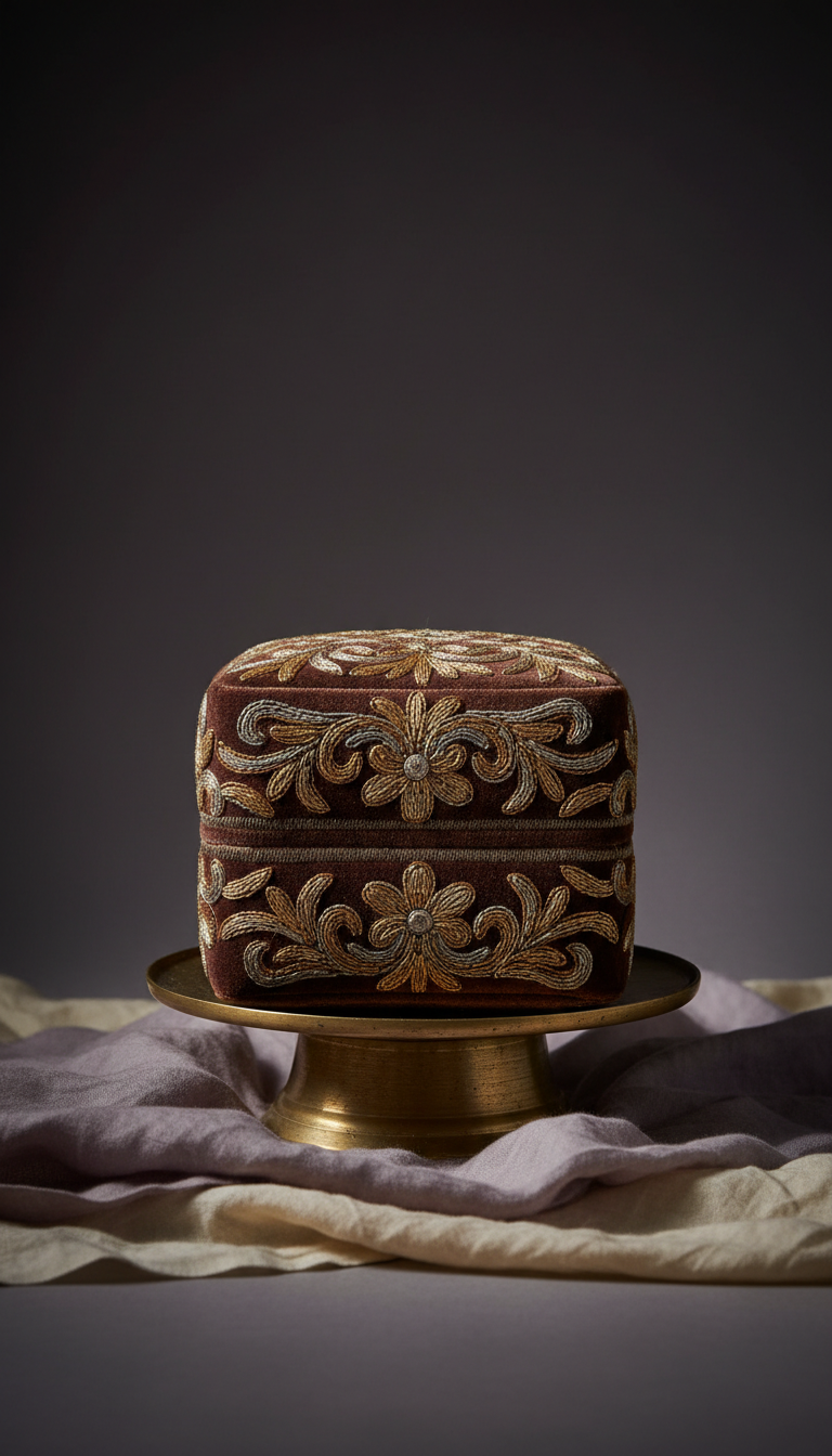 Coffret à bijoux velours brodé à la main, écrin oriental artisanal compartiments organisés