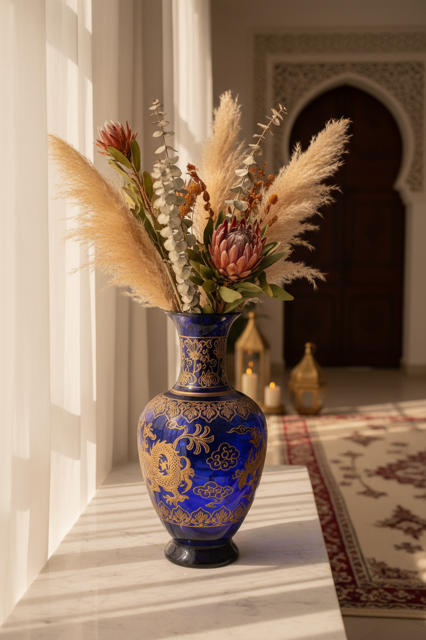 Vase en Verre Indigo – Décoration Orientale Artisanale