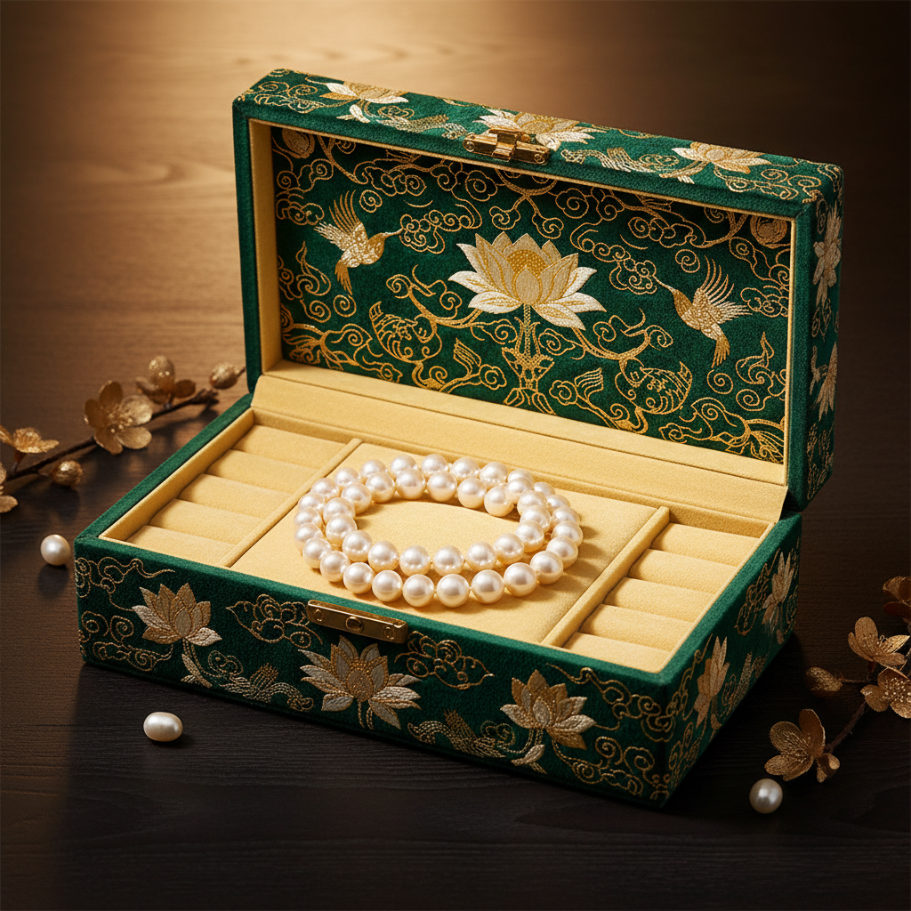 Écrin de Velours Brodé – Coffret à Bijoux Artisanal