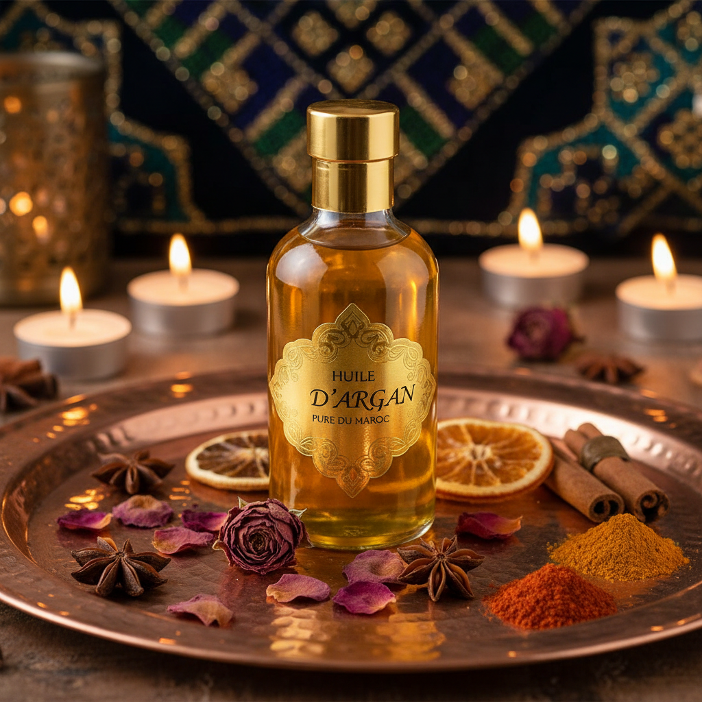 Huile d'argan pure extraite à froid du Maroc, soin naturel visage cheveux corps